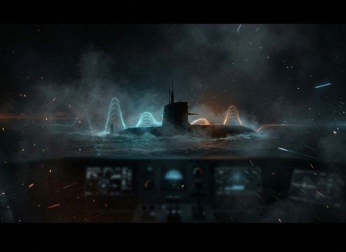 Naval game port ambience with low drone foghorn layer