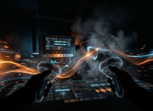 VR hand interaction with object grab and drop foley