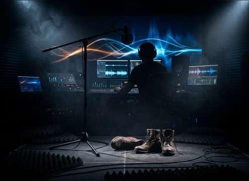 Replacing production audio with clean walking footsteps in a dialogue scene