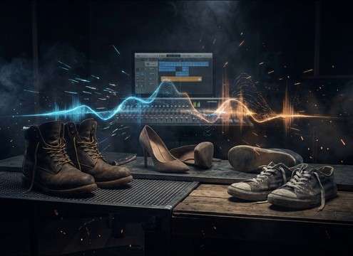 Different characters walking with distinct shoe types and footstep textures