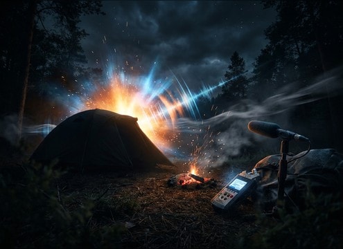 Sudden fox scream in camping audio drama scene