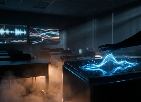 Teacher running a classroom quiz with chime and countdown beeps