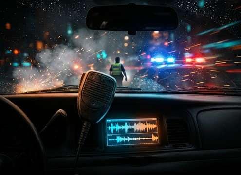 Radio get out command sound effect for police dispatch audio