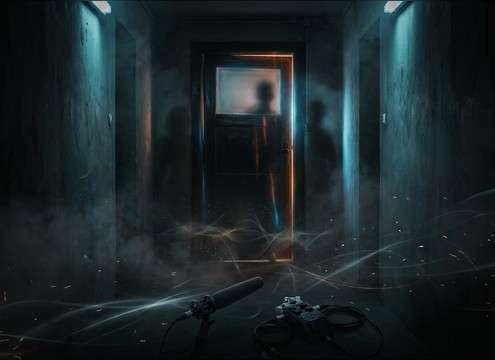 Muffled get out sound effect behind a door for offscreen dialogue