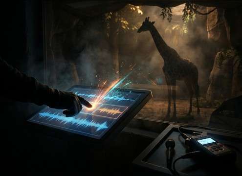 Giraffe sound effect for zoo exhibit kiosk interaction
