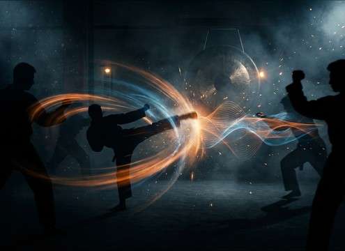 Damped gong hit for martial arts intro