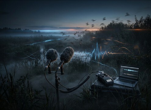 Flock goose honks creating off-screen action in an audio drama