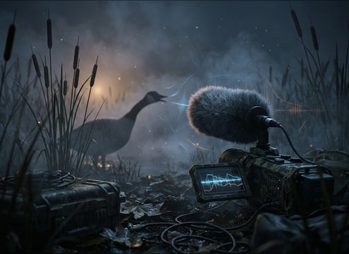 Distant versus close goose calls for wildlife documentary edits