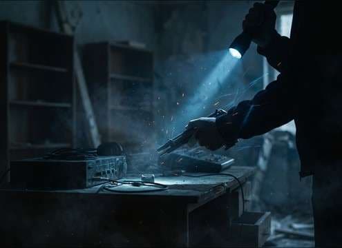 Quiet gun-cocking effect for a stealth scene with minimal ambience