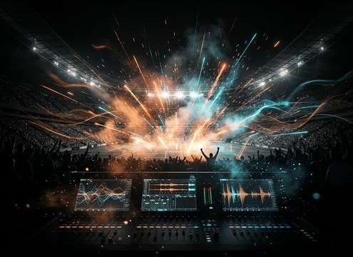 Sports highlight edit with a crowd hallelujah burst