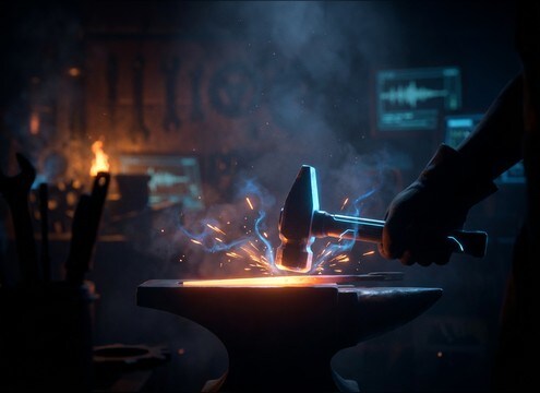 Short hammer tap SFX for crafting and building game actions
