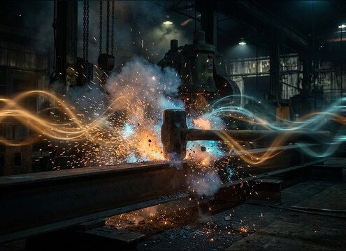 Heavy sledgehammer hit used as a trailer impact accent