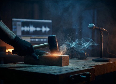 Rubber mallet impact sound for tool safety training video