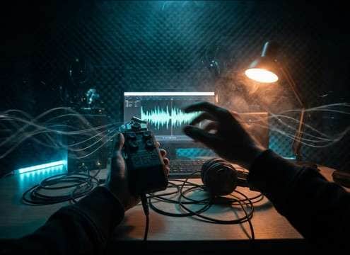 Editor placing a close heartbeat thump under a tense POV shot