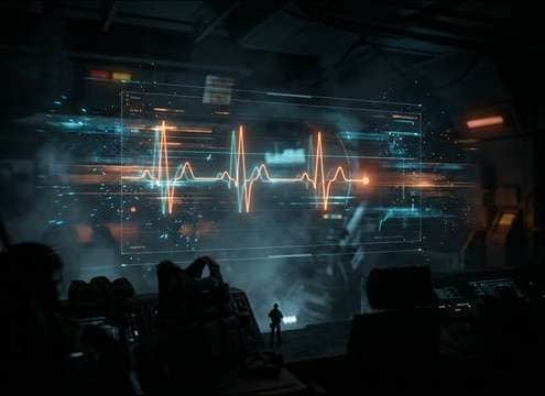Game HUD with heartbeat audio feedback for low health