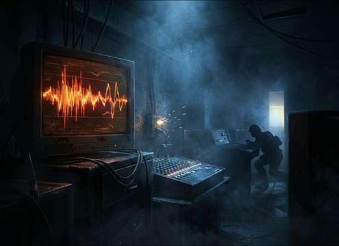 Game HUD moment supported by stressed heartbeat cue