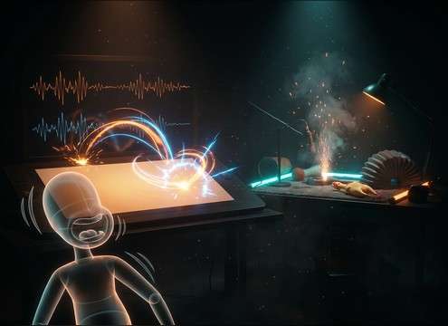 Animated character sleeping with synced snore waveform