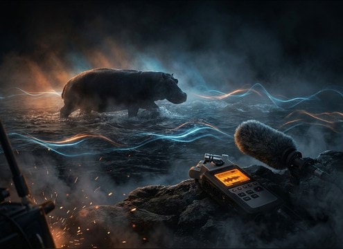 Hippo sound effect for river crossing wildlife cutaway