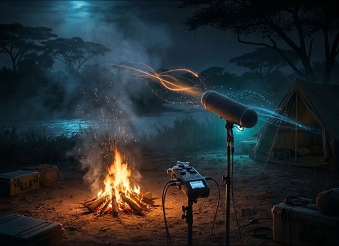 Distant hippo bellow sound for safari camp night scene