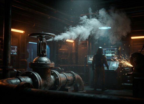 Factory valve releasing pressure with a sharp hiss