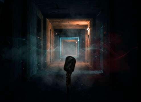 Distant scream used to imply an off-screen victim in a corridor