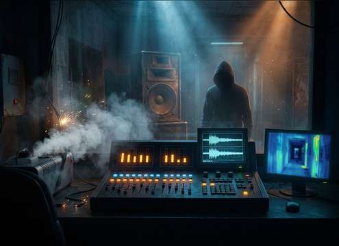 Haunted house cue system triggering a scream sound effect