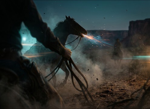 Horse neigh sound for western trail ride-by