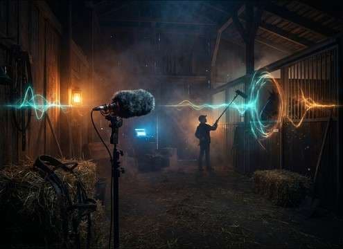Horse shifting in a stable with subtle room tone