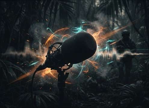 Trailer edit point emphasized by a close howler monkey roar