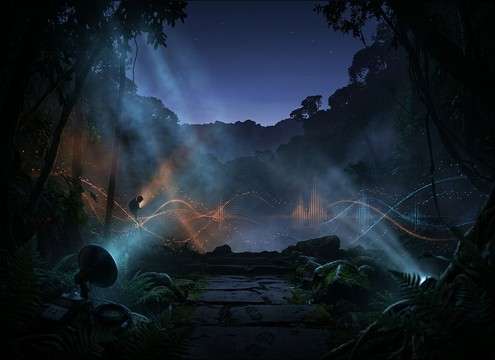 Audio drama session with rainforest ambience and howler monkey calls