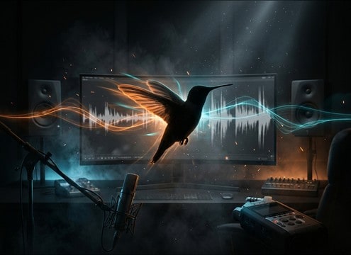 Loop-friendly hummingbird hover hum for slow motion video