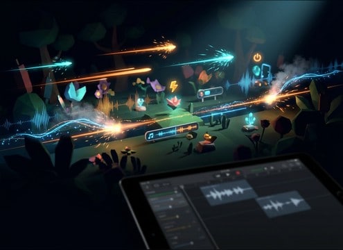 Hummingbird flyby effect for a garden themed mobile game
