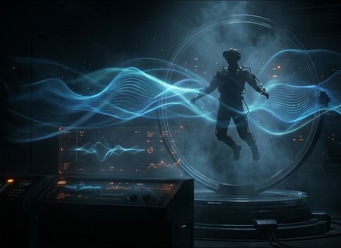 VR jump audio feedback with soft transient and short tail