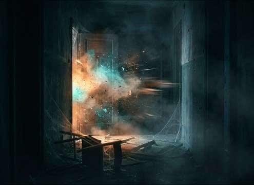 Haunted house video with timed jumpscare sound cue