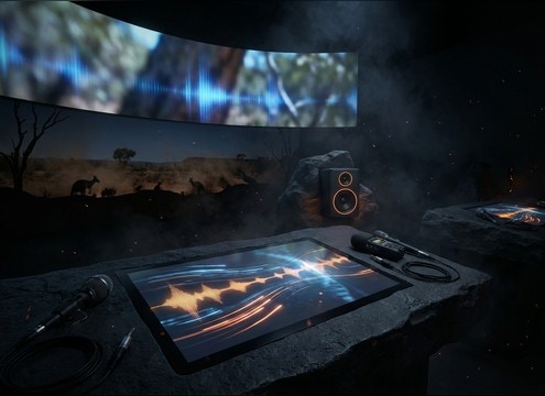 Interactive exhibit using kangaroo sound effects