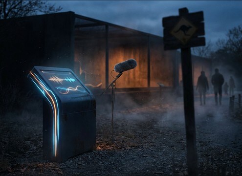 Zoo kiosk audio with kangaroo ambience bed