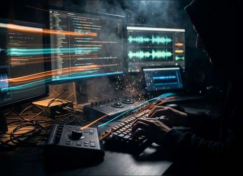 Fast typing keyboard sound for coding montage