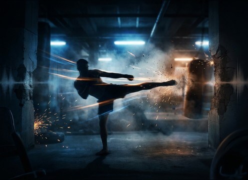 Kick impact accents for fight choreography edit
