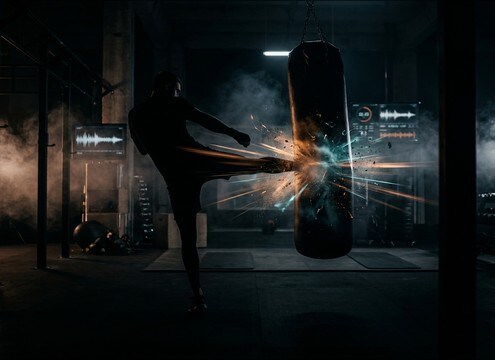 Kick sound cue for kickboxing workout timer