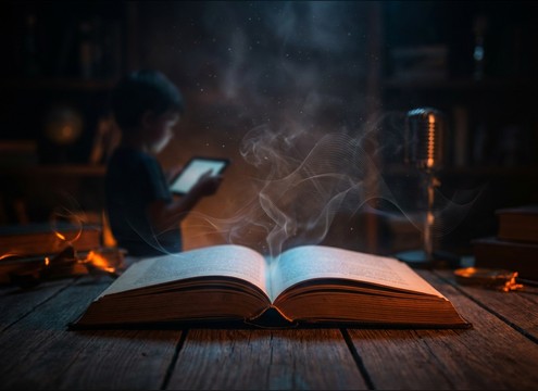Children story narration using a soft yay reaction