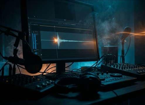 Editor syncing a short peck kiss to a close-up shot