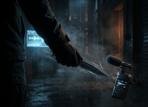 Close-mic knife stab sound effect for stealth scene