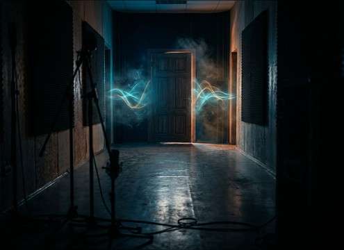 Door knock cue used in an audio drama scene