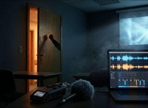 Door knock effect used in a classroom role-play recording