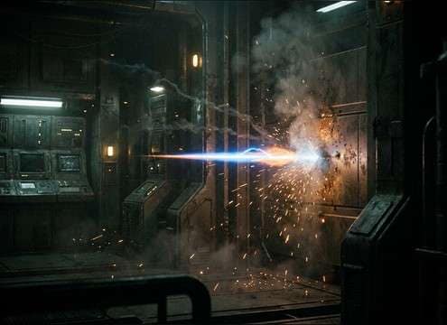 Laser blaster shot sound effect for a sci-fi firefight cut