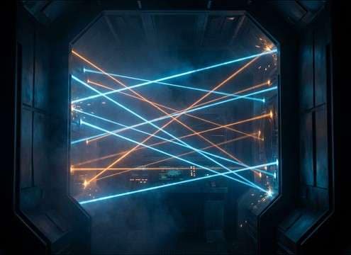 Security laser grid ambience sound for a stealth hallway scene