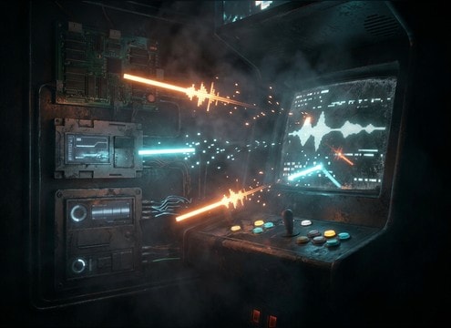 8-bit style laser pew sound for arcade shooter gameplay