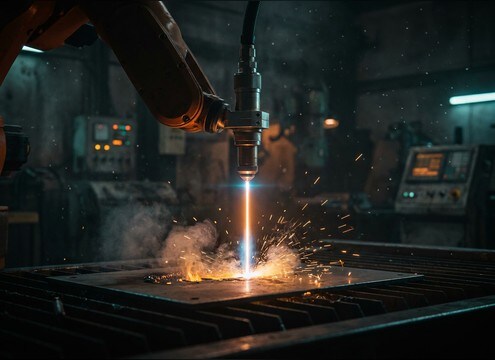 Industrial cutting laser sound for robot workshop scene
