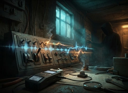 Escape room puzzle using repeated light switch clicks as feedback