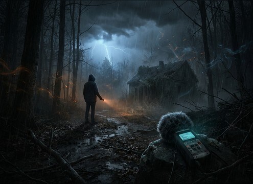 Soft light thunder ambience for a suspense buildup